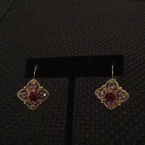 Gold Tone Earrings With Stones